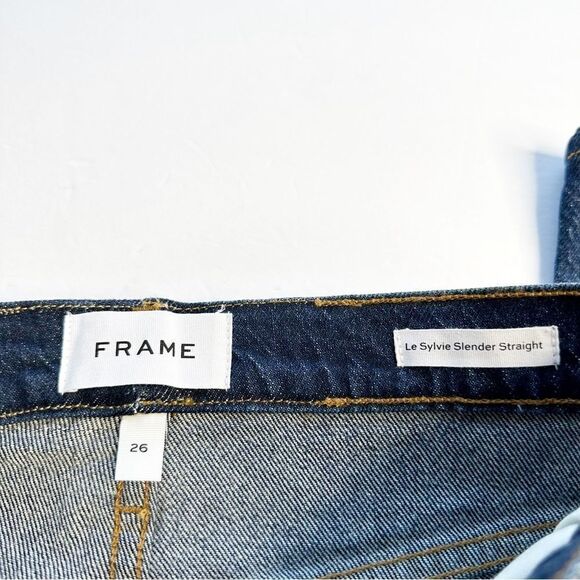 FRAME DENIM Le Sylvie Slender Straight Jeans High Rise Two Toned Wash Size 26 - Picture 7 of 8